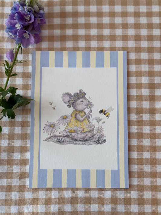 Maus Lilli „Gänseblümchen" – Fine Art Print fürs Kinderzimmer · A5
