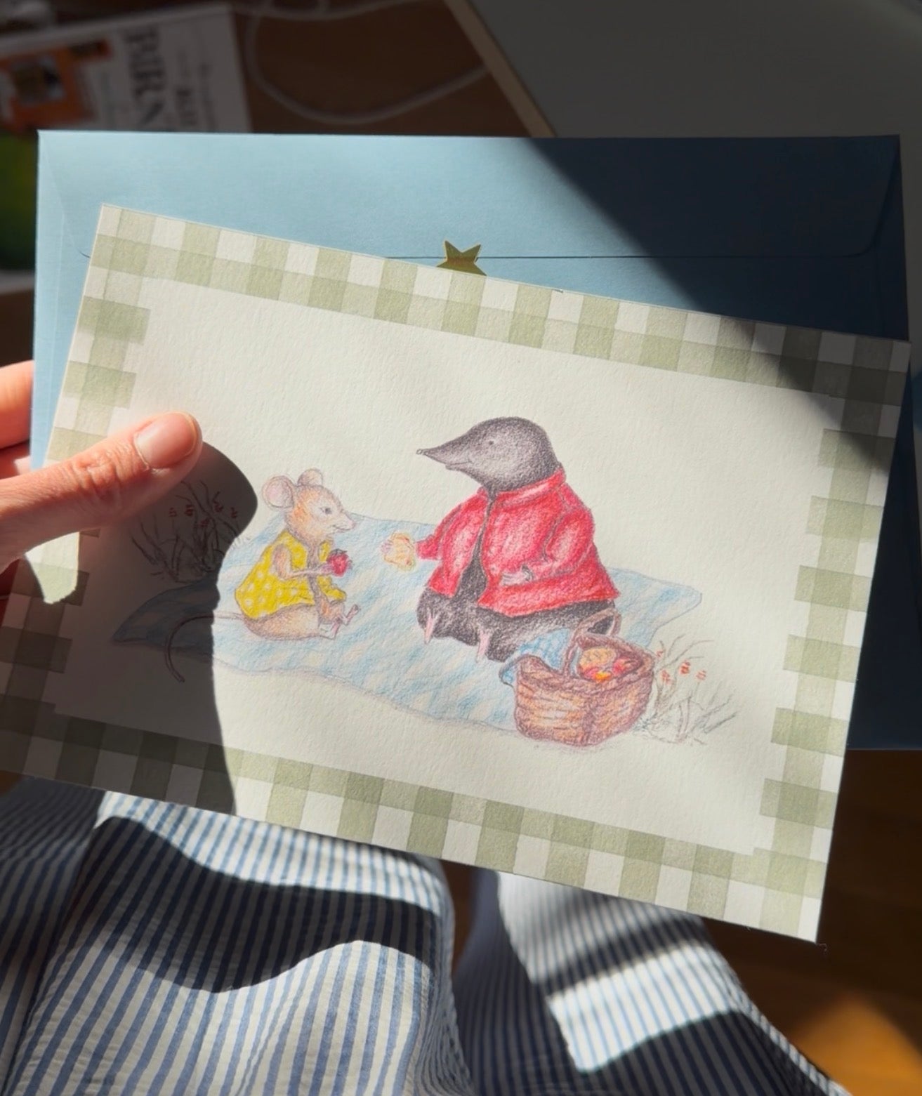 Maus Lilli „Picknick mit Gusti" – Fine Art Print fürs Kinderzimmer · A5