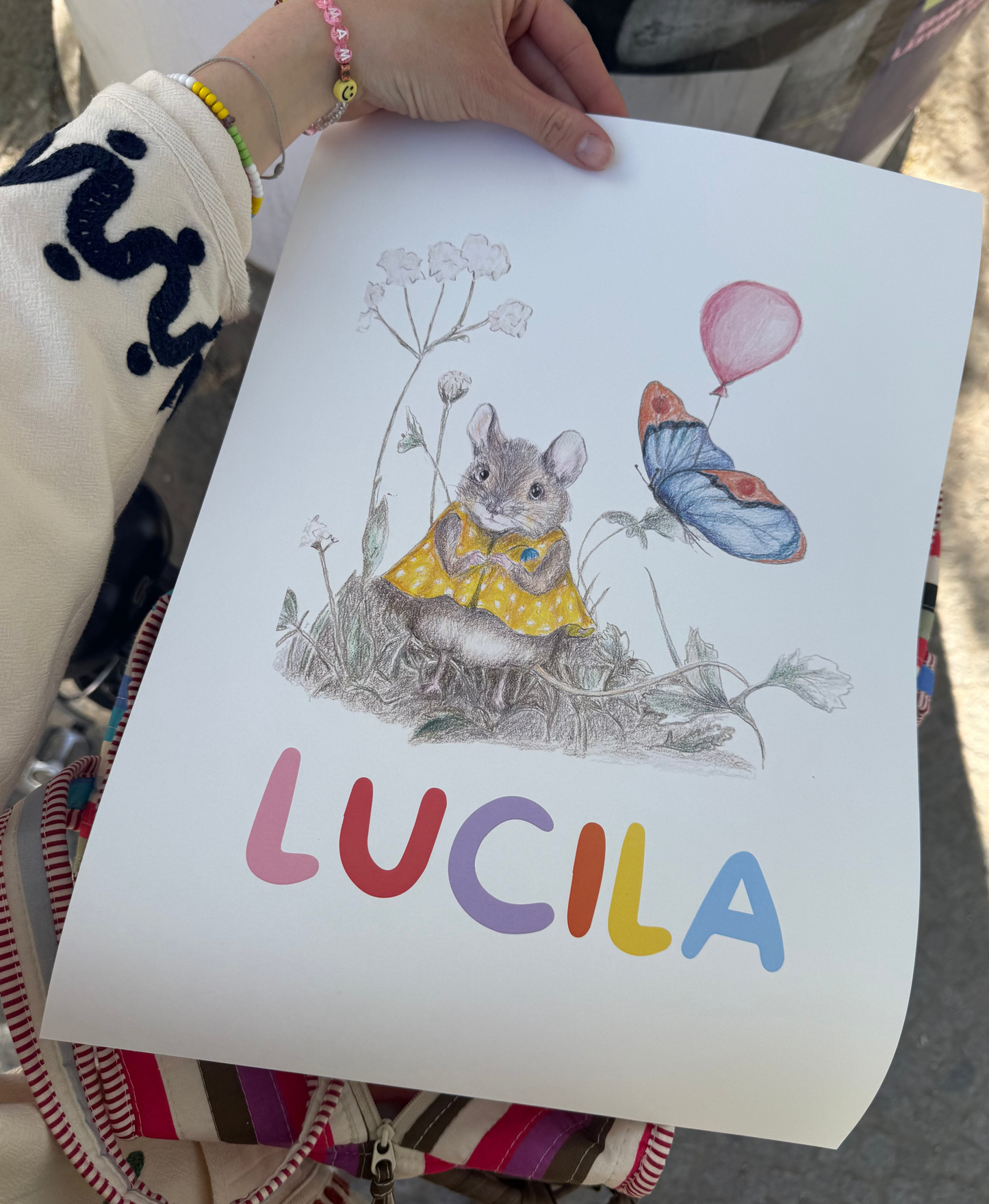 Personalisierter Maus Lilli Print "Schmetterling" mit Namen