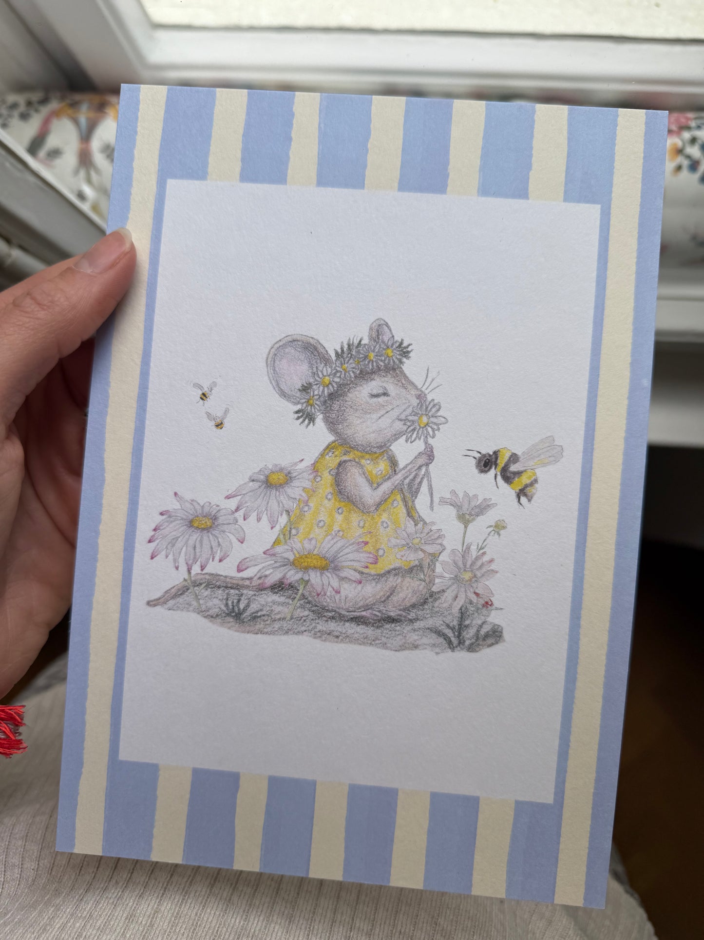 Maus Lilli „Gänseblümchen" – Fine Art Print fürs Kinderzimmer · A5