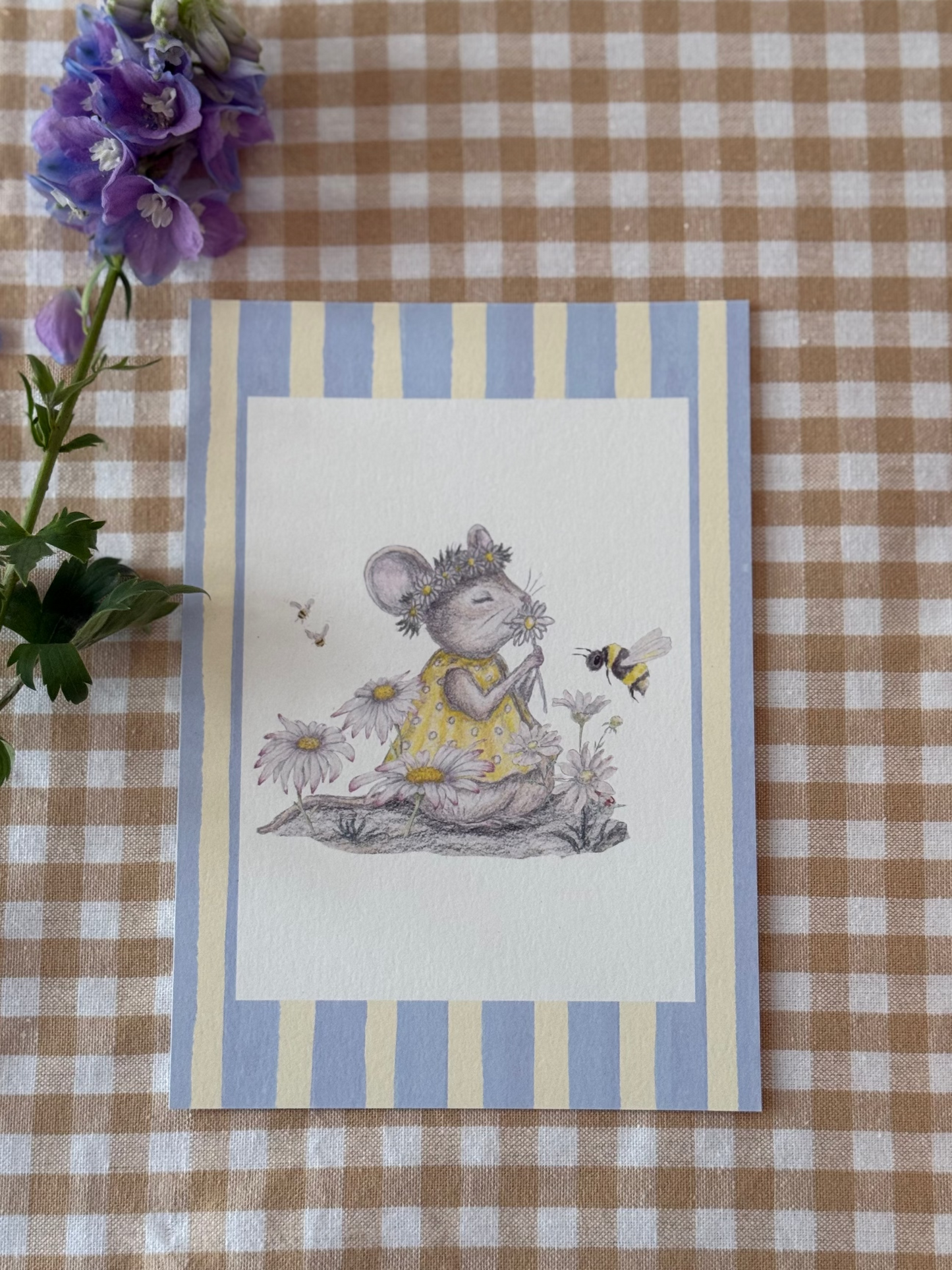 Maus Lilli „Gänseblümchen" – Fine Art Print fürs Kinderzimmer · A5